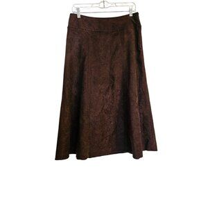 Liz Claiborne Faux Suede A-Line Skirt Brown Ankle Length Size 8‎ Polyester Blend